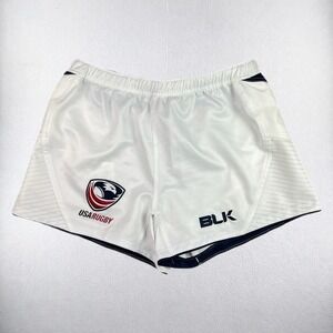 BLK USA Rugby Shorts Mens 2XL White Navy Blue On Field Away 2015 Athletic